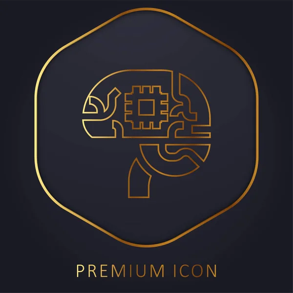 Artificial Intelligence Línea Dorada Logotipo Premium Icono — Vector de stock