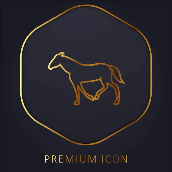 Caballo Negro Caminante Con Cola Abajo Logotipo Línea Oro Premium — Archivo Imágenes Vectoriales