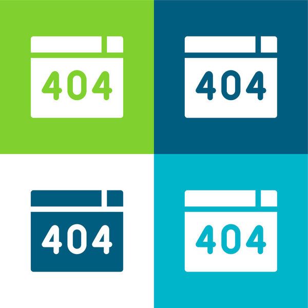 404 Error Flat four color minimal icon set