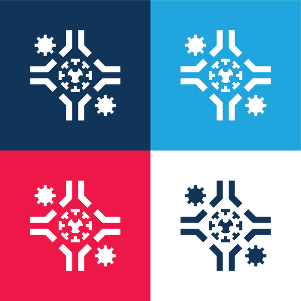 Антитела синий и красный четыре цвета минимальный набор значков