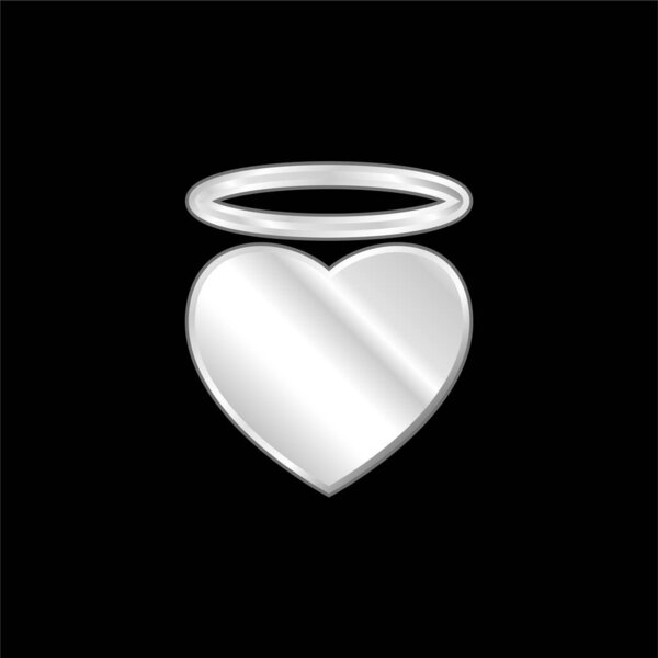 Angel Heart With An Halo silver plated metallic icon