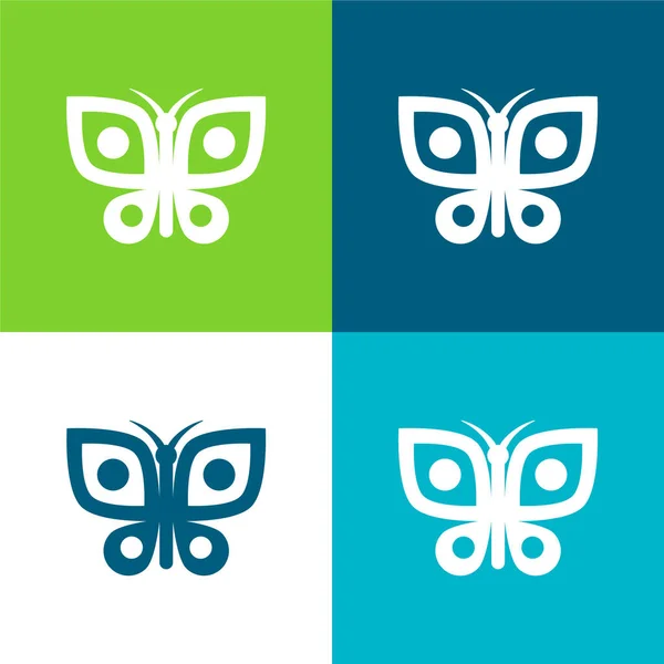 Big Butterfly Flat Vier Kleuren Minimale Pictogram Set — Stockvector