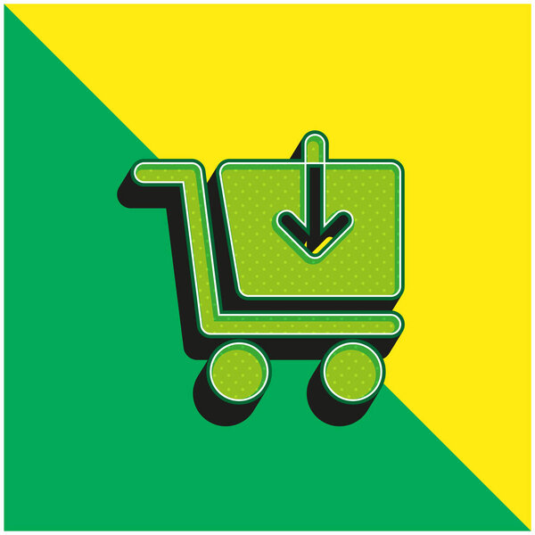 Add Cart Green and yellow modern 3d vector icon logo