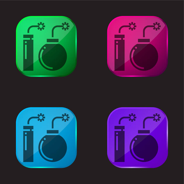 Blast four color glass button icon