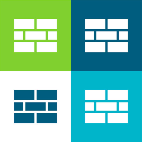 Кирпичная стена Плоская четырехцветная минимальная иконка