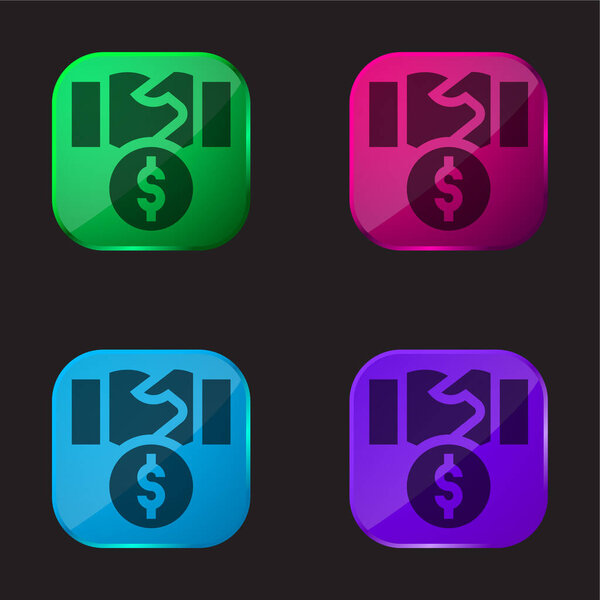 Bribery four color glass button icon