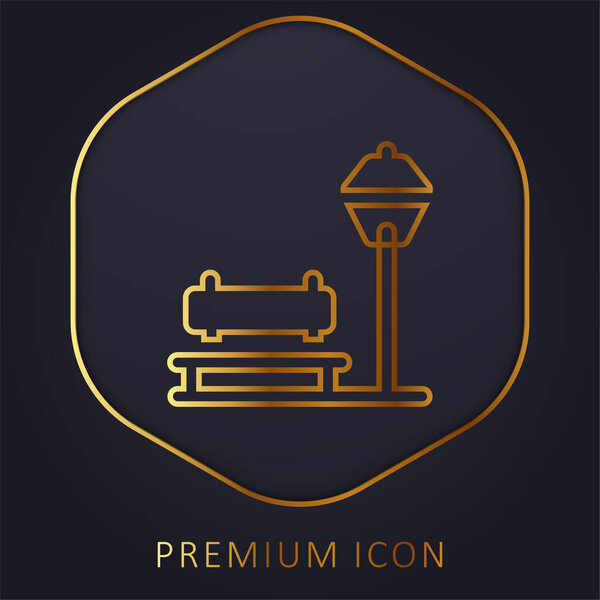 Bench golden line premium logo or icon