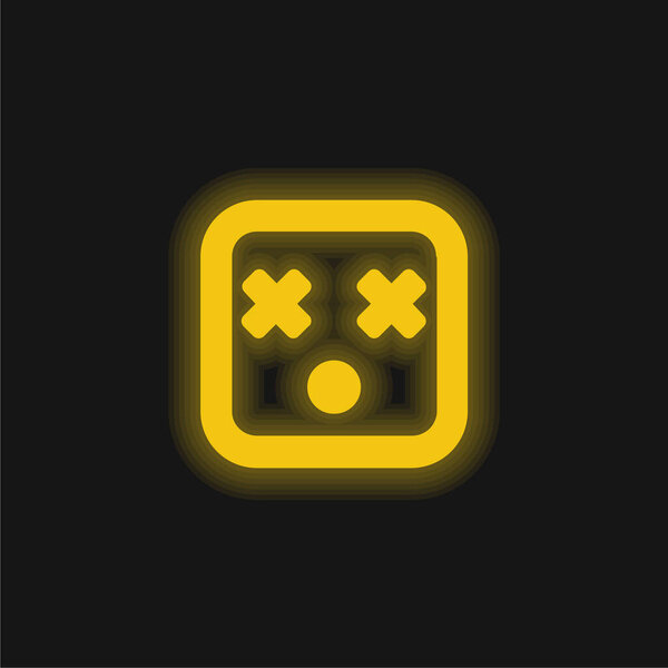 Blind Square Face yellow glowing neon icon