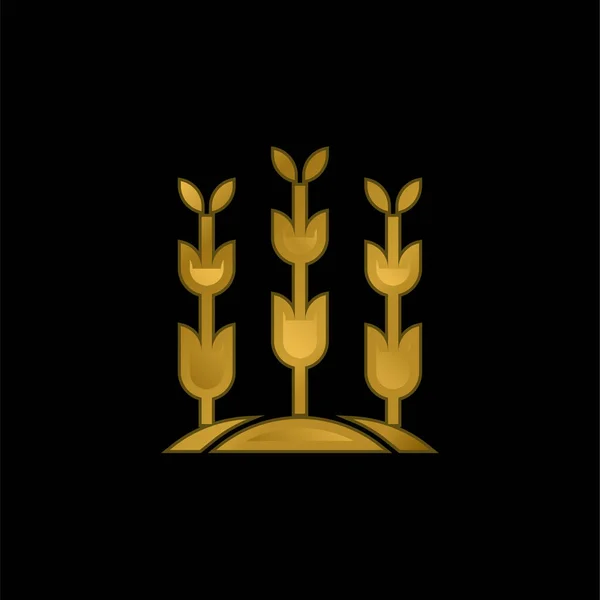 Agricultura Chapado Oro Icono Metálico Logo Vector — Archivo Imágenes Vectoriales