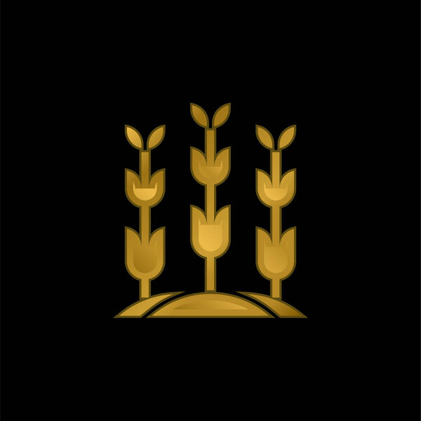 Agriculture gold plated metalic icon or logo vector