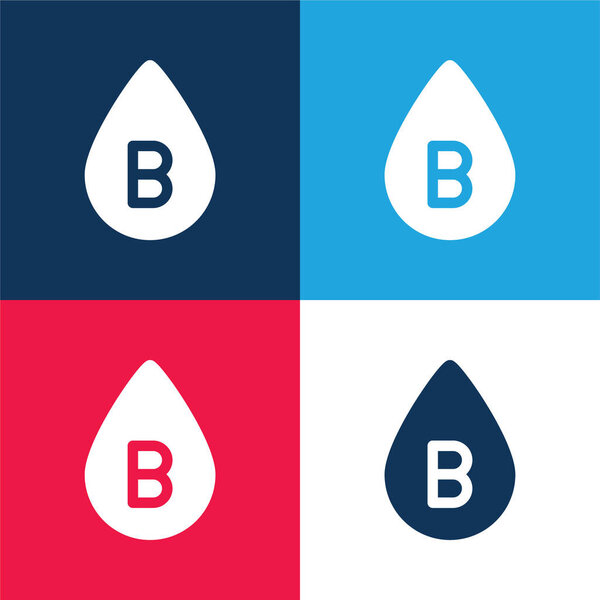 B Blood Type blue and red four color minimal icon set