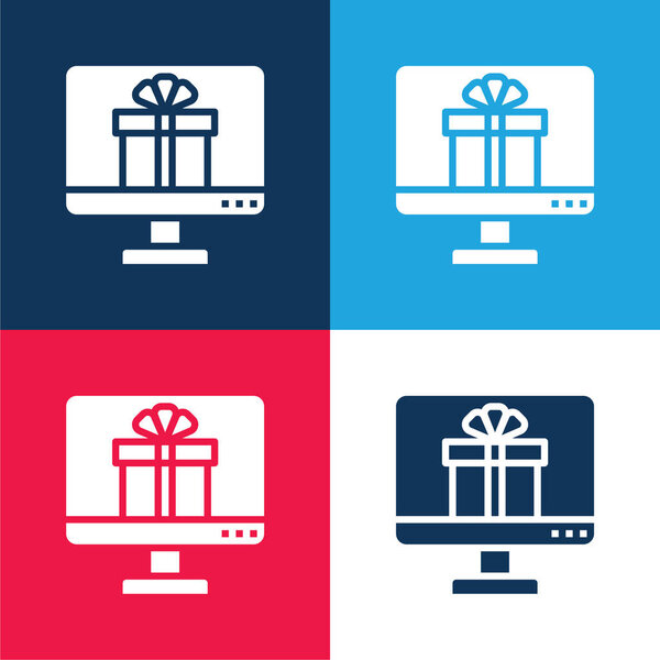 Применение синий и красный четыре цвета минимальный набор значков