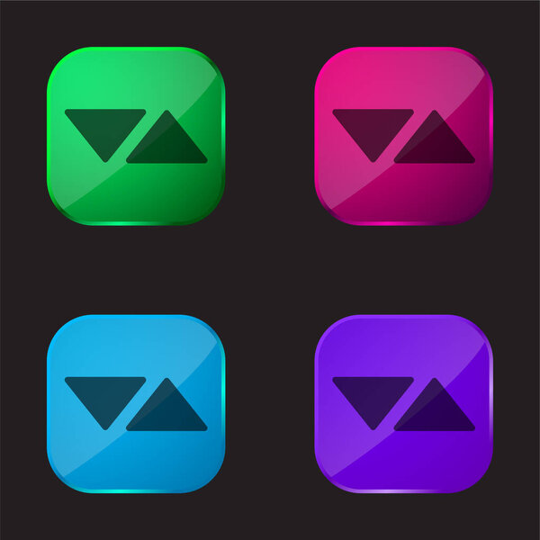 Arrows Triangles Pointing To Opposite Sides four color glass button icon