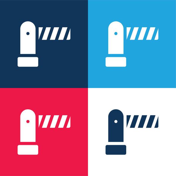 Barrier blue and red four color minimal icon set