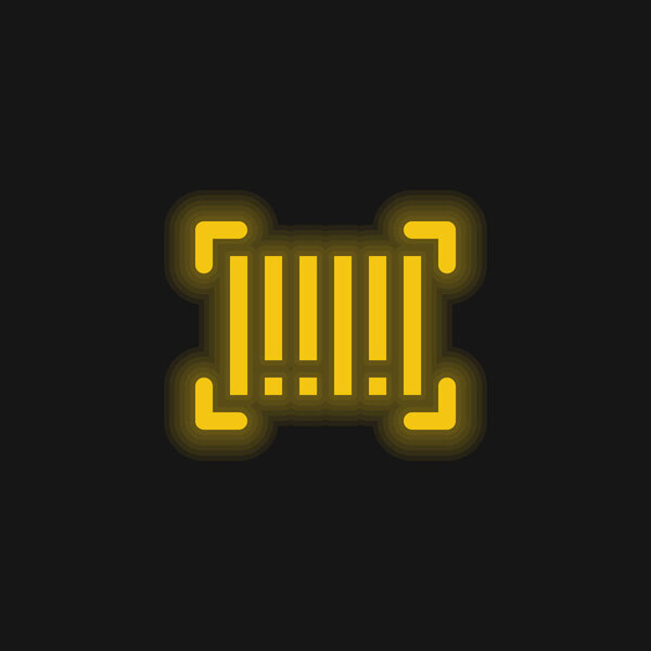 Barcode yellow glowing neon icon