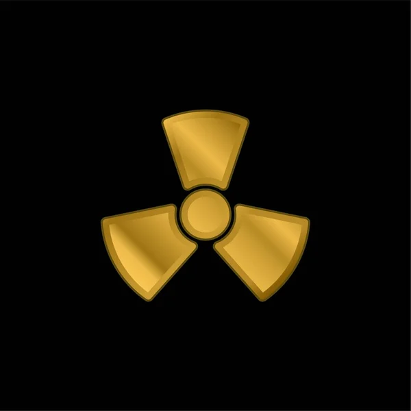 Biohazard Banhado Ouro Ícone Metálico Vetor Logotipo — Vetor de Stock