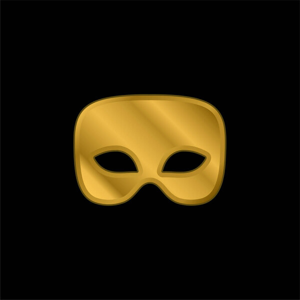 Black Male Carnival Mask gold plated metalic icon or logo vector