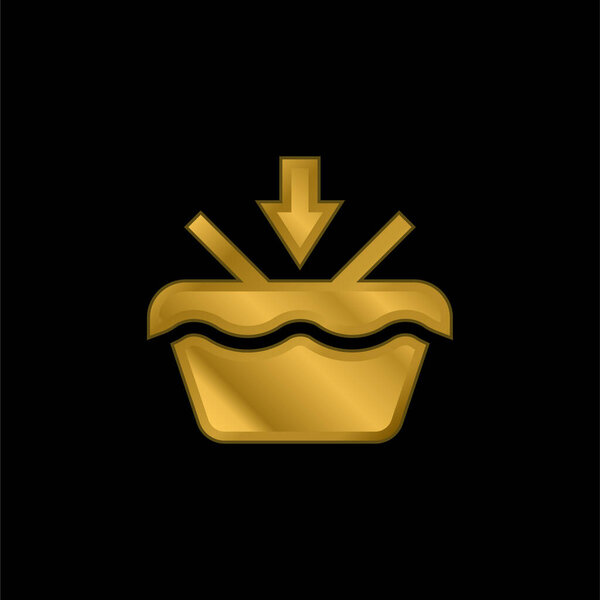 Add To Basket gold plated metalic icon or logo vector