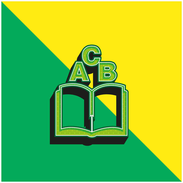 ABC Book Green and yellow modern 3d vector icon logo