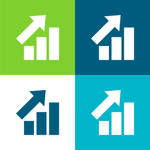 Staafjes Grafisch Met Ascendant Pijl Vlak Vier Kleuren Minimale Pictogram — Stockvector