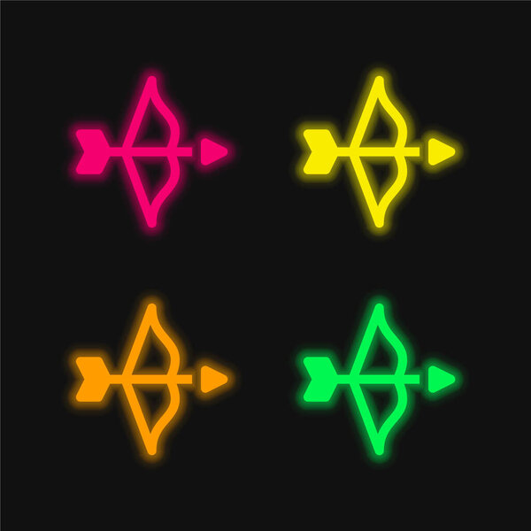 Bow four color glowing neon vector icon