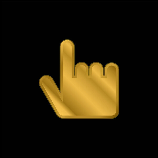 Black Hand Pointing Up gold plated metalic icon or logo vector