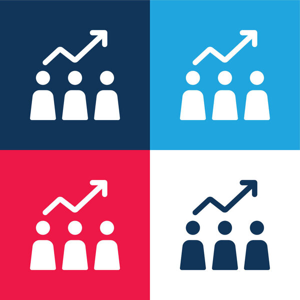 Analytic blue and red four color minimal icon set