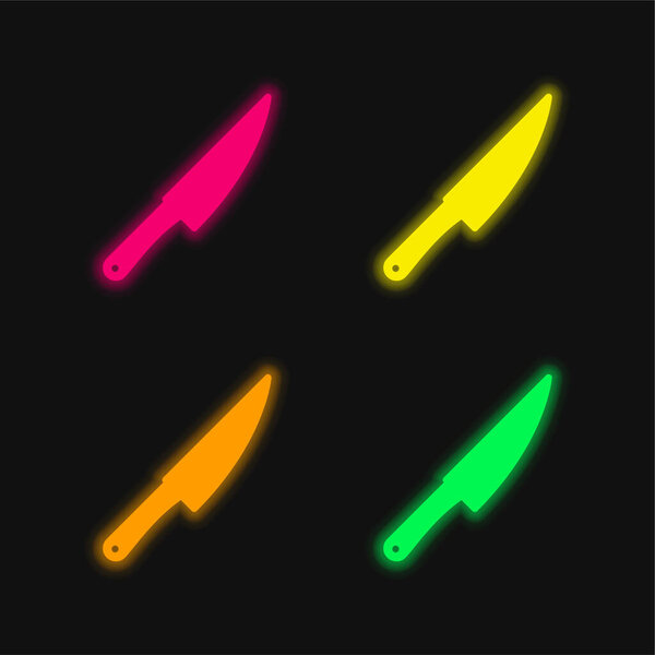 Big Knife four color glowing neon vector icon