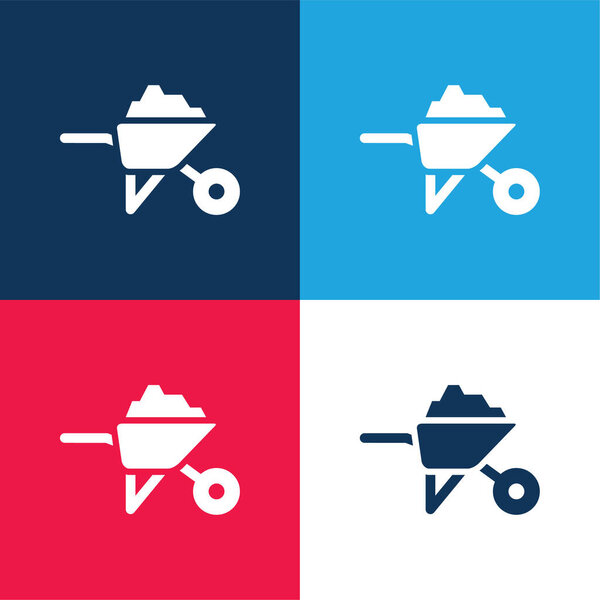 Барроу со строительными материалами синий и красный четыре цвета минимальный набор значков