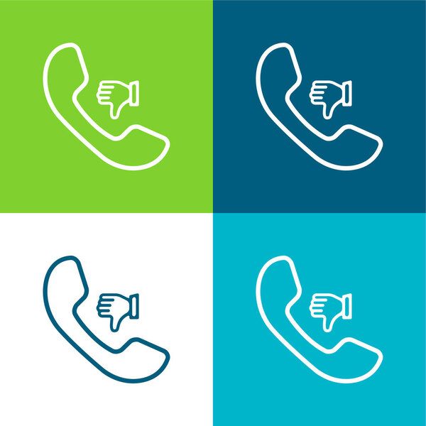 Auricular With Thumb Down Sign Flat four color minimal icon set