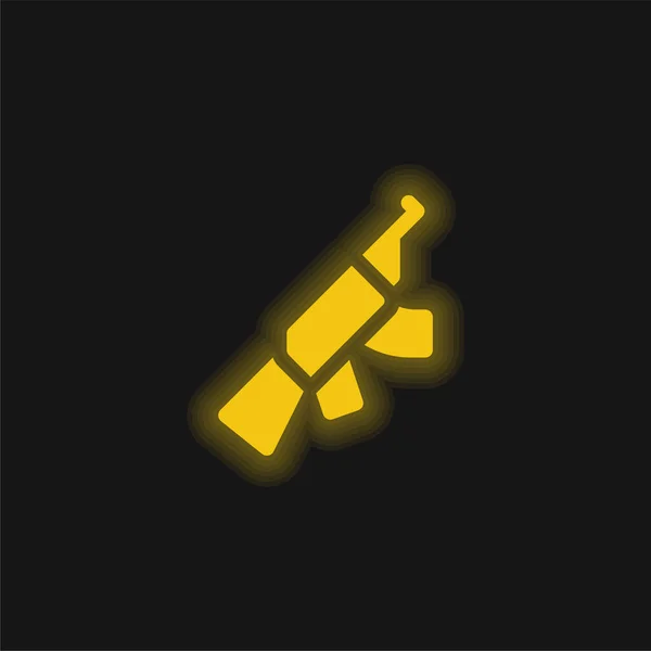 stock vector Assault Rifle yellow glowing neon icon