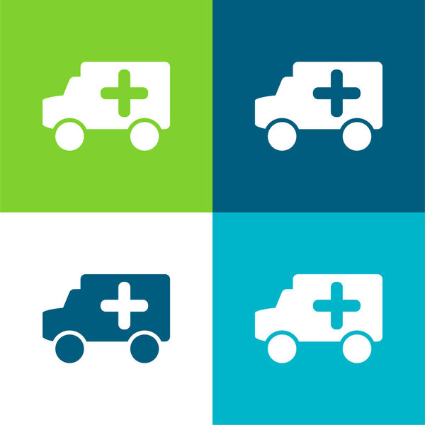 Скорая помощь Плоский четырехцветный минимальный набор значков