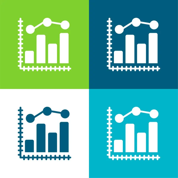 Analytics Flat Conjunto Iconos Mínimo Cuatro Colores — Vector de stock