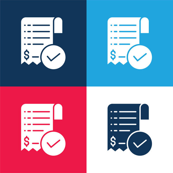 Bill blue and red four color minimal icon set