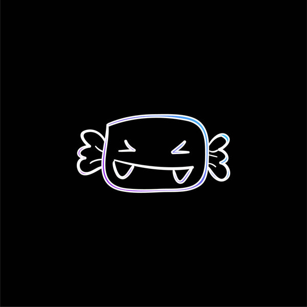 Alive Halloween Candy With Fangs blue gradient vector icon