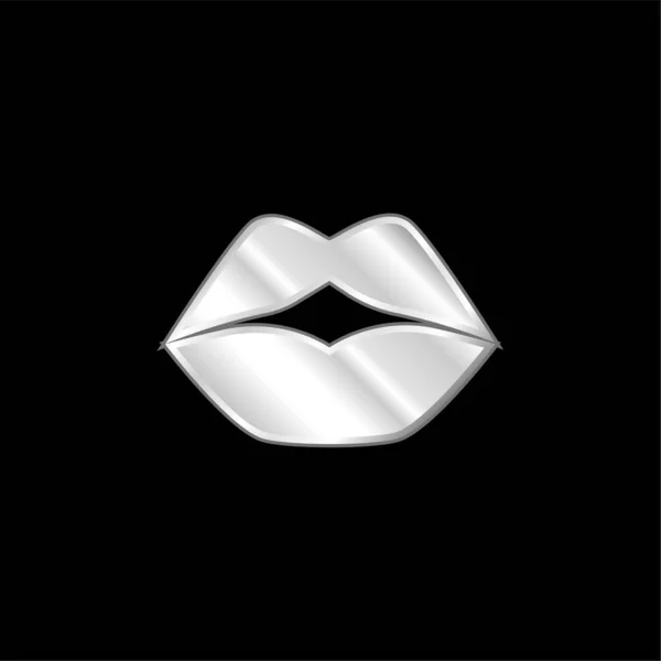 Big Lips Silver Plated Metallic Icon Royalty Free Stock Vectors
