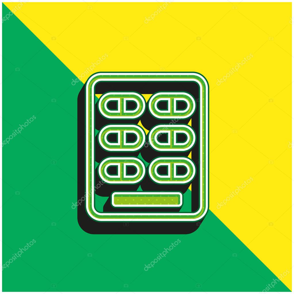 Blister Pack Green and yellow modern 3d vector icon logo