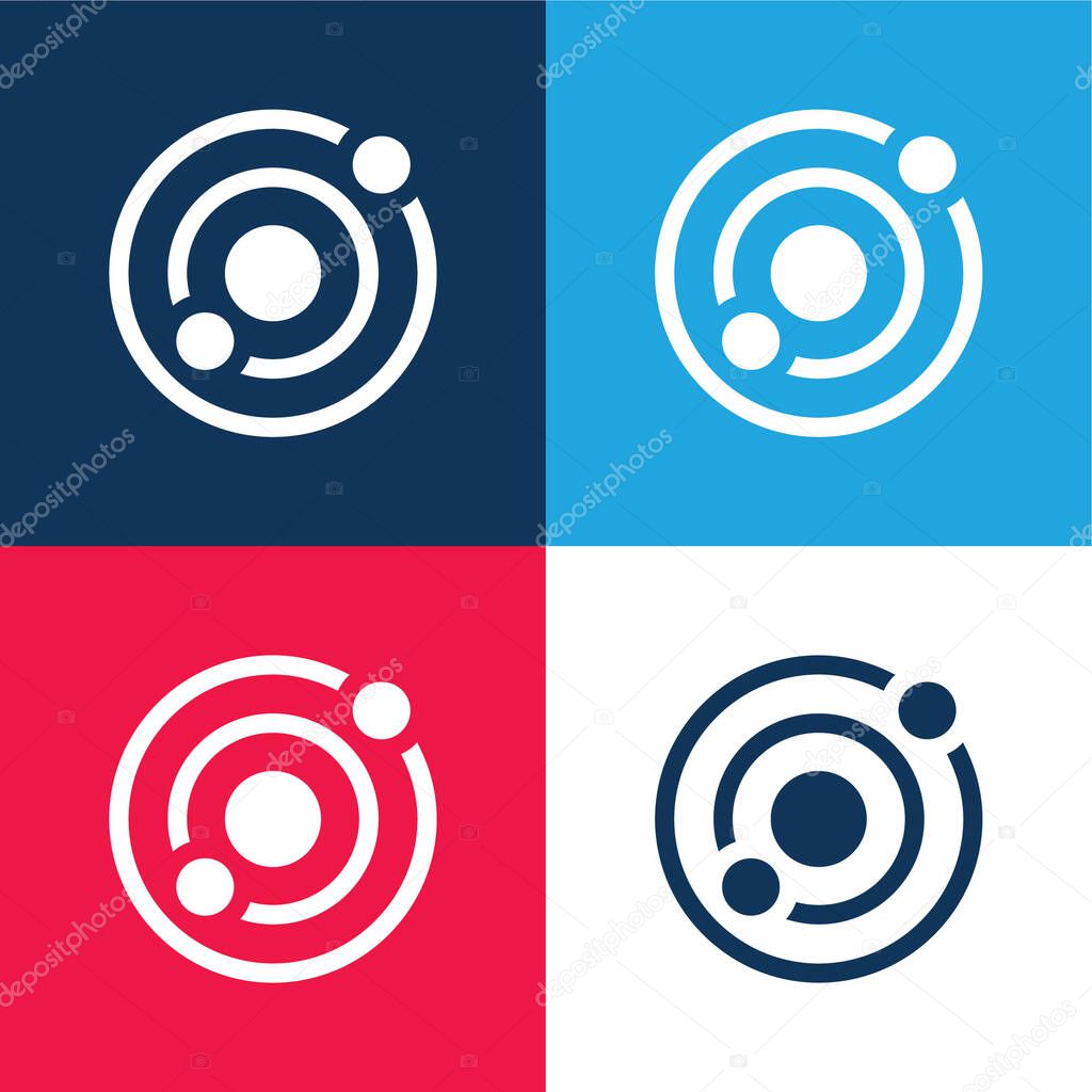 Astronomy blue and red four color minimal icon set