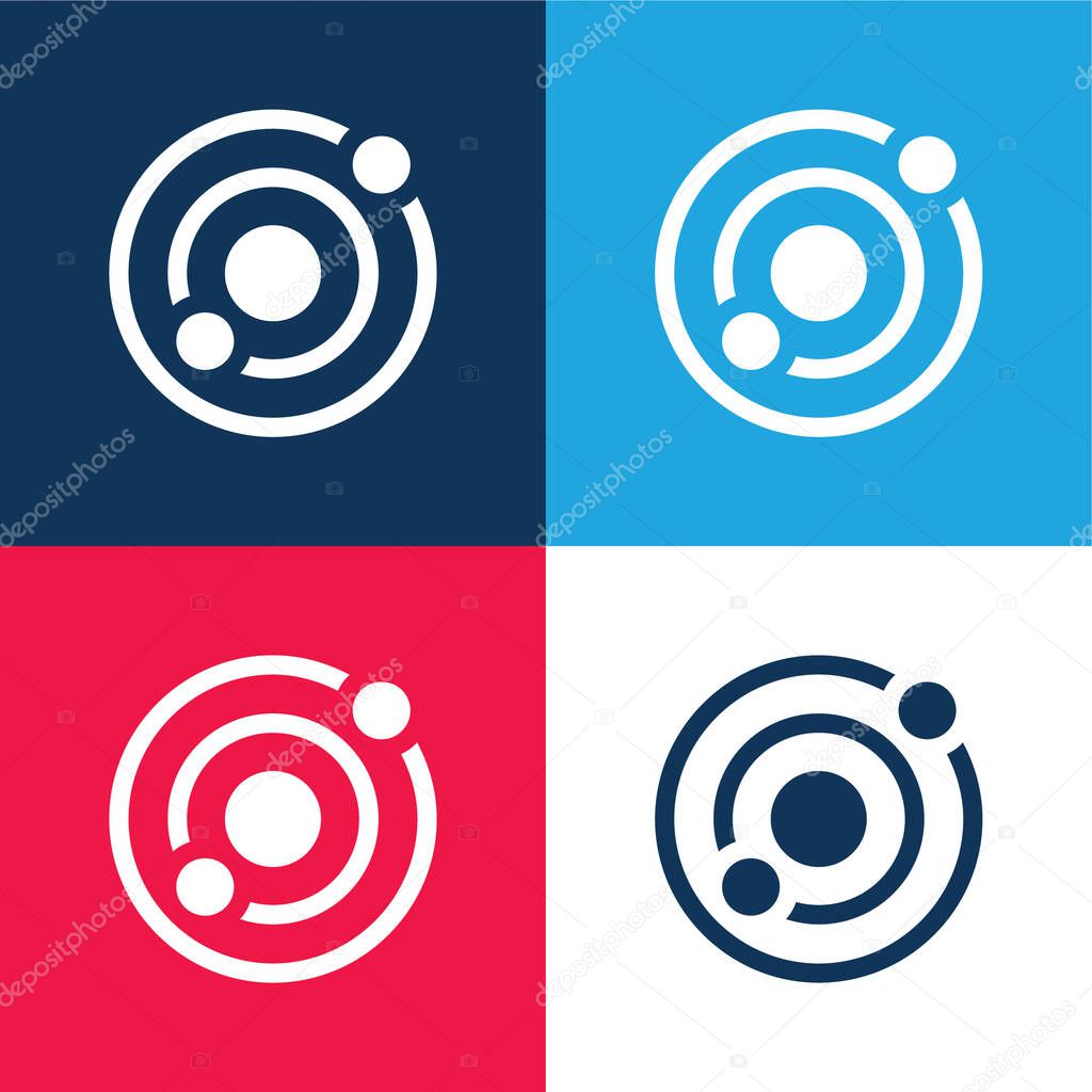 Astronomy blue and red four color minimal icon set