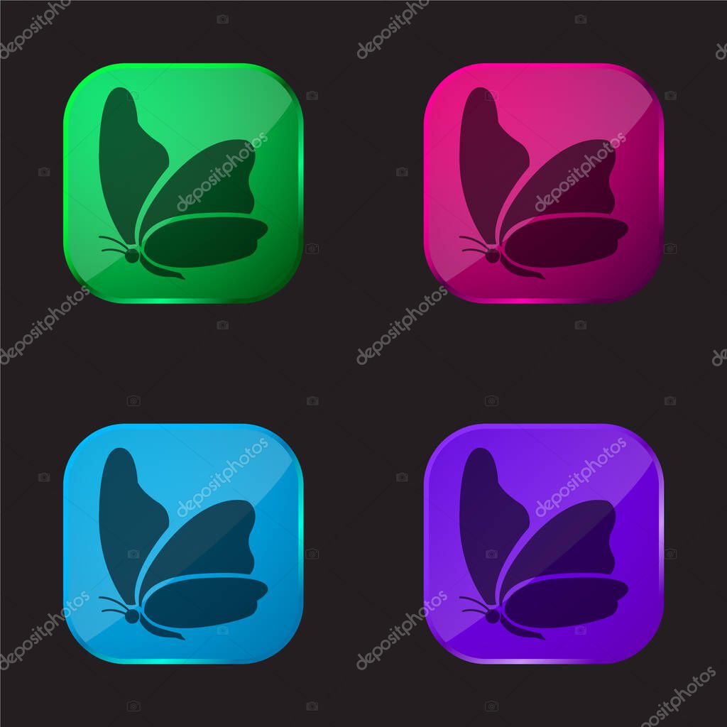 Big Wing Butterfly four color glass button icon