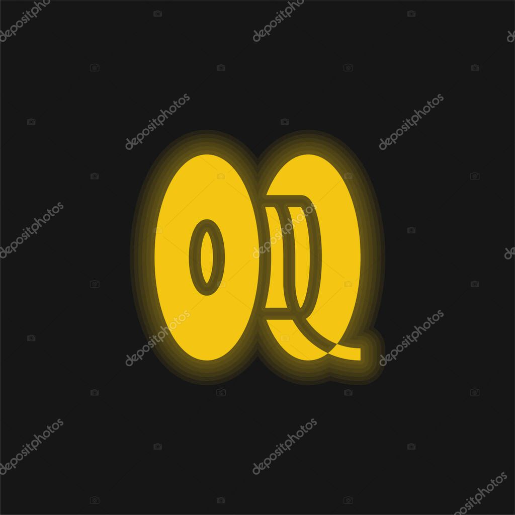 3d yellow glowing neon icon