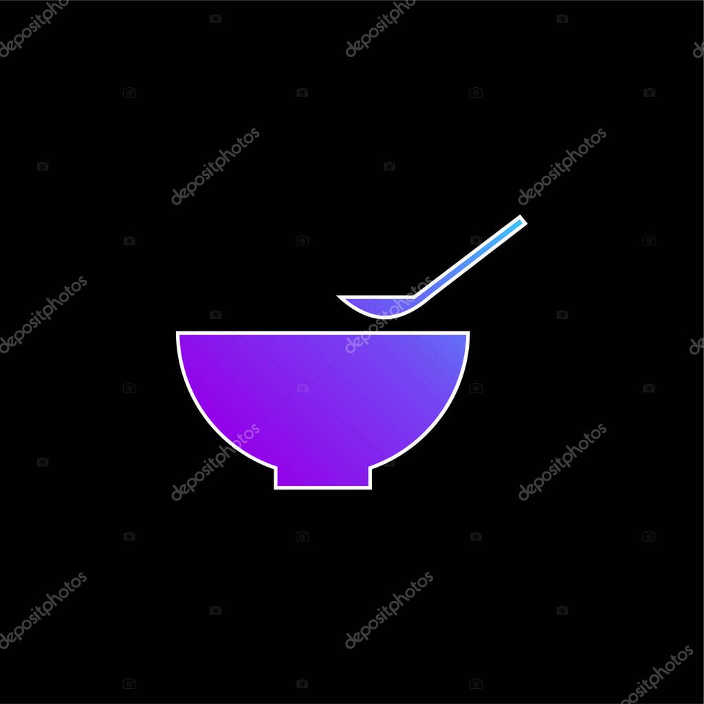 Bowl And Spoon blue gradient vector icon