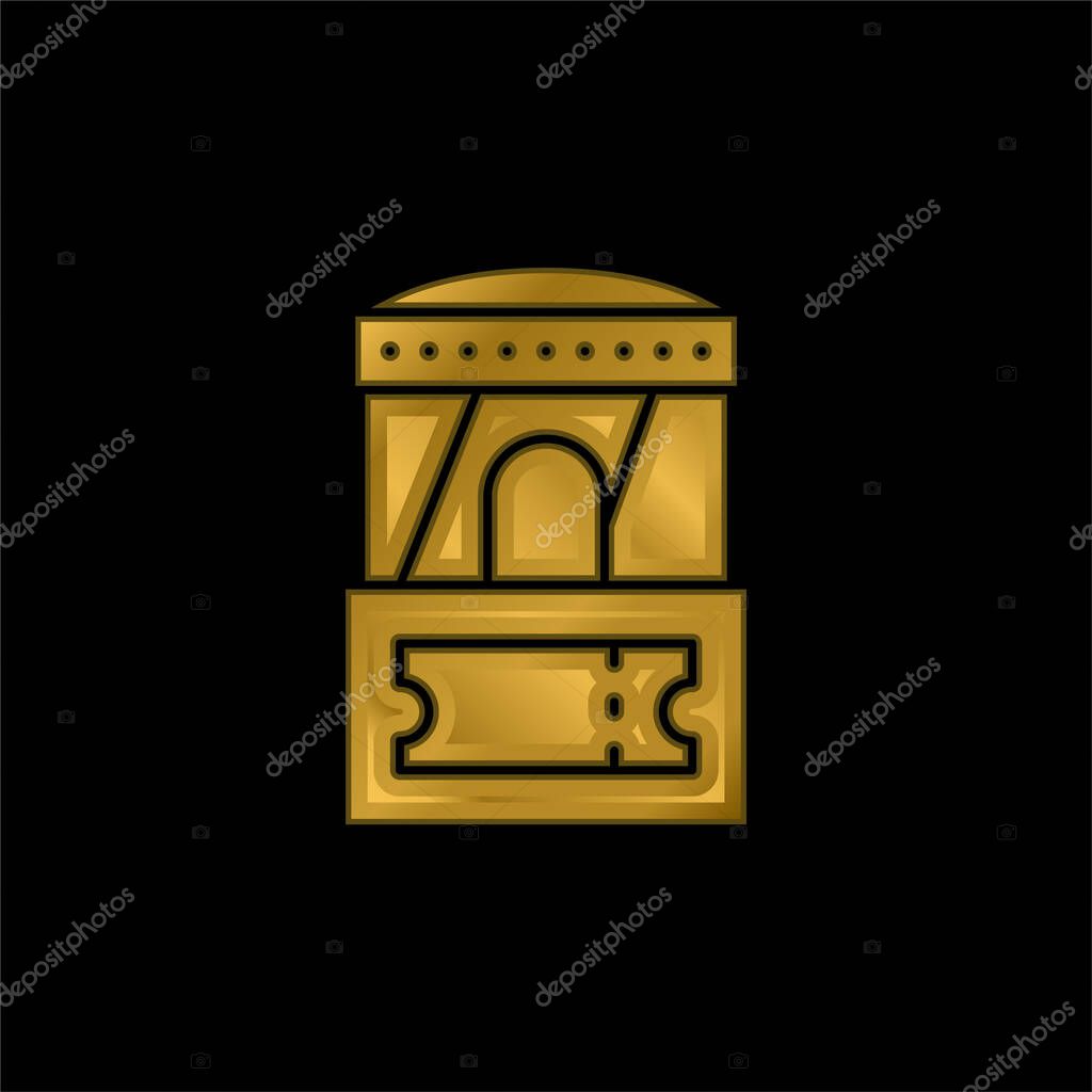 Box Office gold plated metalic icon or logo vector