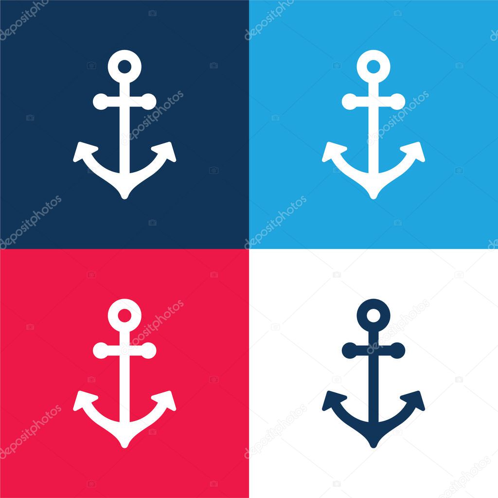 Boat Anchor blue and red four color minimal icon set