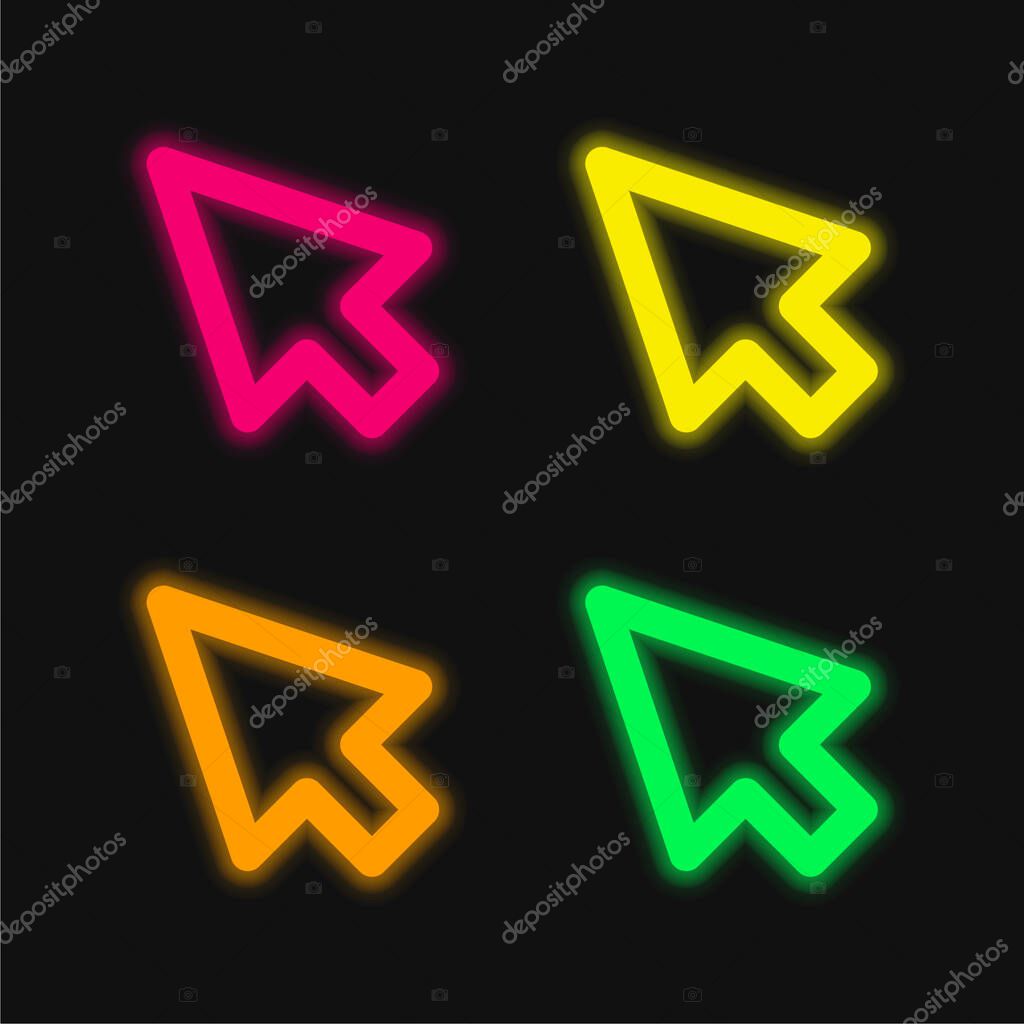 Arrow four color glowing neon vector icon