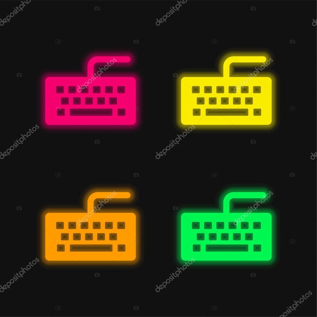 Black Keyboard four color glowing neon vector icon