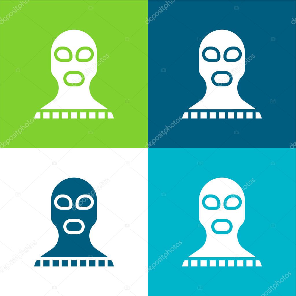 Balaclava Flat four color minimal icon set