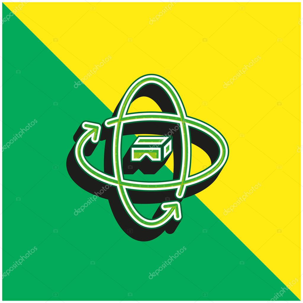 360 Degrees Green and yellow modern 3d vector icon logo