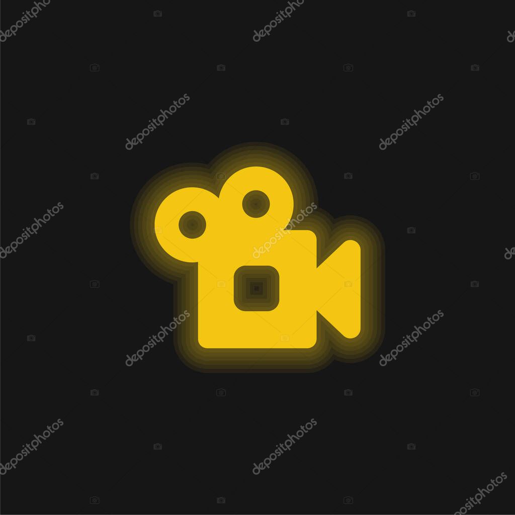 Analogic Video Camera yellow glowing neon icon