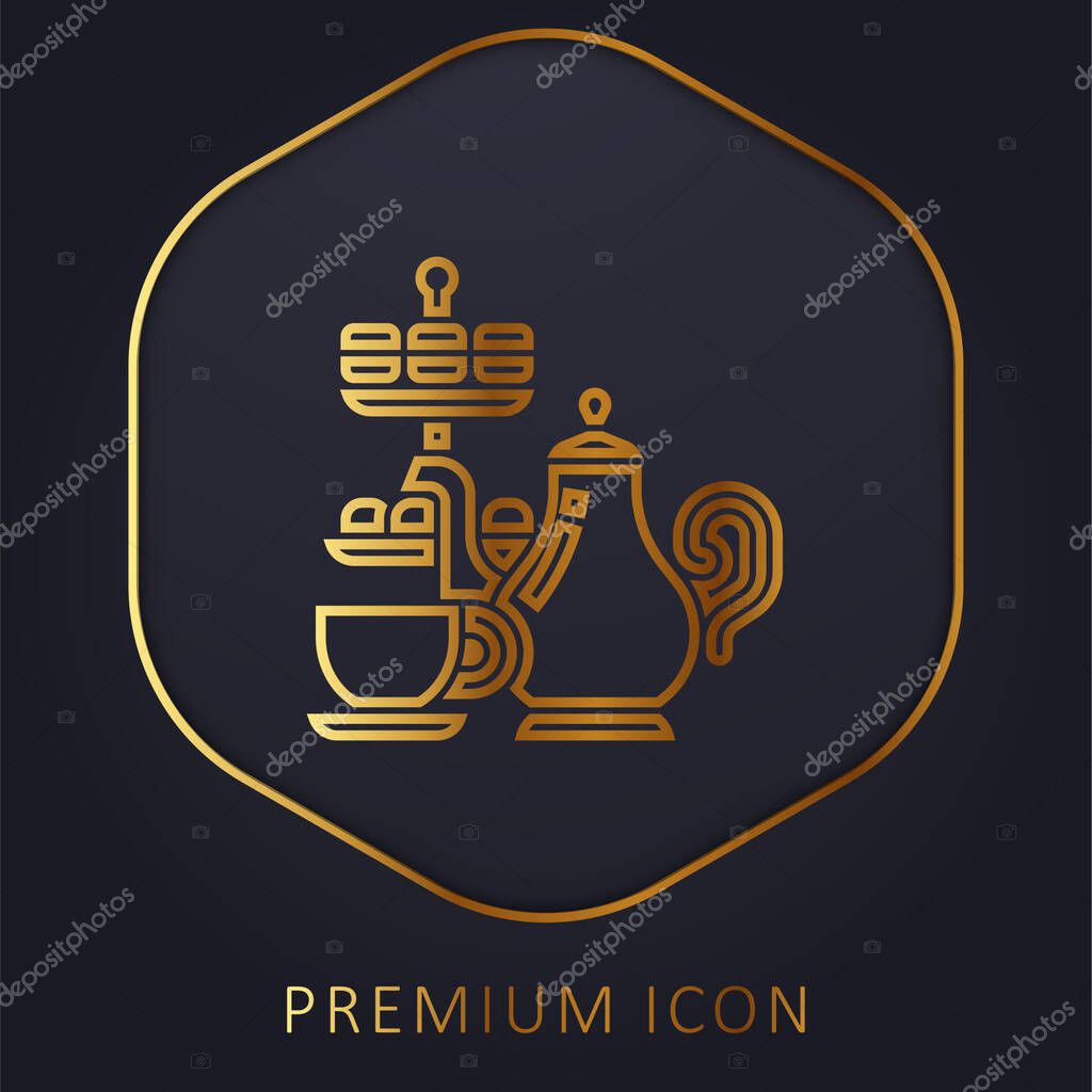 Afternoon Tea golden line premium logo or icon